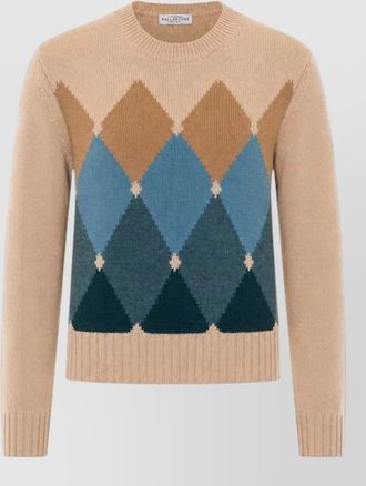 Ballantyne cashmere argyle crewneck long-sleeve jumper