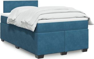 vidaXL Cama Box Spring Con Colch&oacute;n Terciopelo Azul Oscuro 120x190 Cm Vidaxl