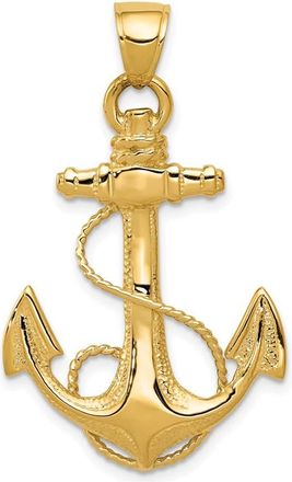 Diamond2Deal 10k Yellow Gold 2-D Anchor with Rope Pendant