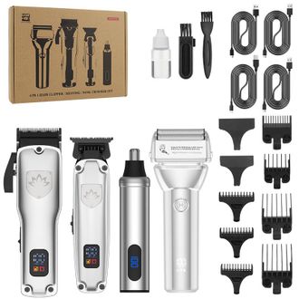 OEM Kit De Herramientas Para Hombre Profesional 4 En 1: Draadloze Scheerapparaat, Trimmer, Neushaartrimmer, T-kop, Intelligente Digitale Scherm