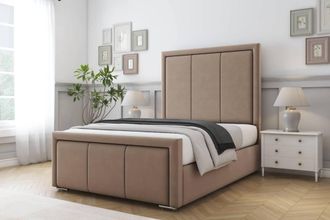 Comfort Beds Savoy Plush Bed Frame - 50 Upholstered Headboard in Taupe | Size: Single