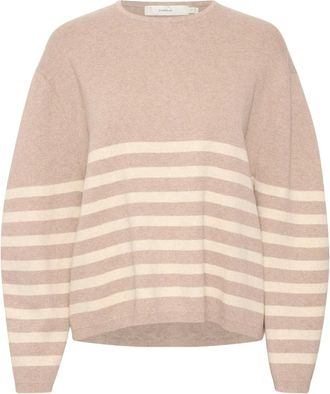Inwear Rondgebreide trui - Dames - Ronde hals truien - Veelkleurig - S - Leer - Truien & Vesten