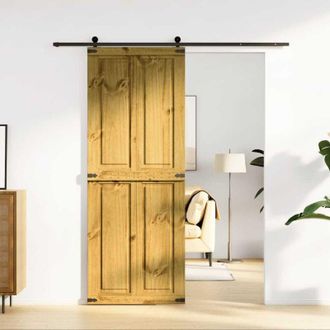 vidaXL Puerta De Granero Corona Madera Maciza Pino 80x210 Cm Vidaxl