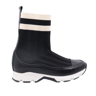 All Black Womens Stripey Sock Bootie In Black