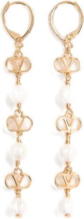 Valentino Garavani Golden VLogo Signature Drop Earrings