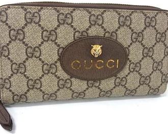 Gucci Beige Gg Supreme Canvas Leather Coin Purse/Coin Case (Pre-Owned)