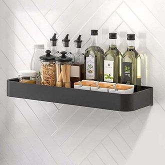 OEM Estante Para Especias De Pared Sin Necesidad De Taladrar, 40 Cm, Negro, Ideal Para El Ba&ntilde;o Y La Cocina