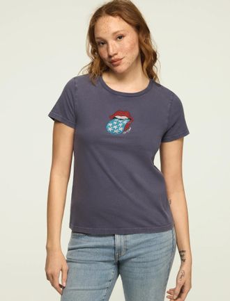 Lucky Brand Womens Rolling Stones Americana Classic Crew