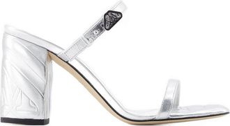 Alexander McQueen Womens Seal Heeled Sandal Silver Calfskin Heels