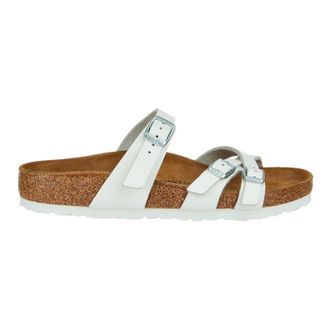 Birkenstock Franca Natural Leather Unisex Slides Sandals - White - Size:UK 4.5