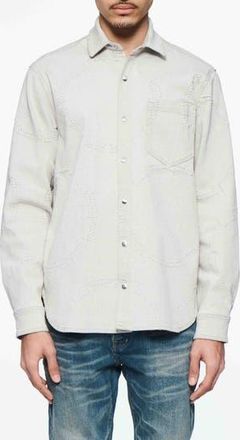 Purple Openwork Snap-Up Denim Western Shirt in Grey at Nordstrom Rack, Size Xx-Large