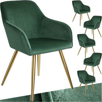 TecTake Tectake - Sedia Marilyn effetto velluto oro - Set di 6