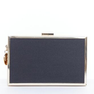 Giorgio Armani 2020 Parfums black canvas gold frame minaudiere box clutch