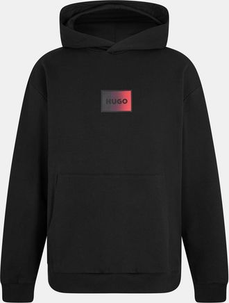 HUGO BOSS Hugo Mens Hooded Neck Drop Shoulder Sweatshirt in Black 001 - Size Large
