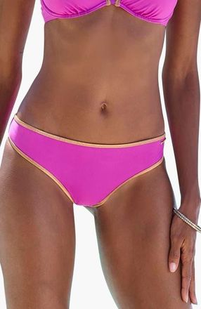 Lascana Womens Metallic Trim Classic Bikini Bottom in Fuchsia at Nordstrom, Size 10