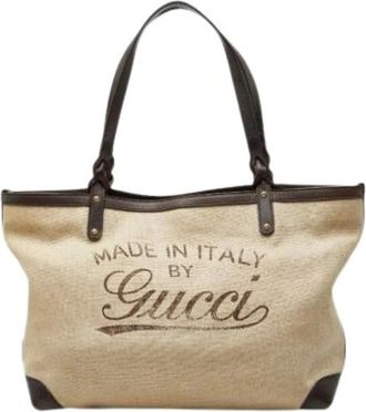Gucci Pre-owned Tote Bags, female, Beige, Size: ONE SIZE Pre-owned Vintage Canvas Tote Bag