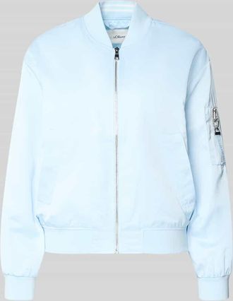 s.Oliver Red Label Regular Fit Bomberjacke mit College-Kragen in Hellblau, Gr&ouml;&szlig;e 32
