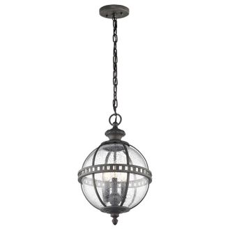 Netlighting Halleron 3 Light Outdoor Globe Ceiling Pendant Light Grey IP44 E14