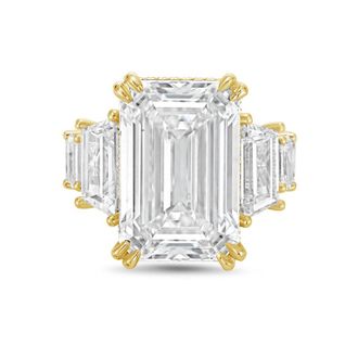Diana M. Jewels 18kt Yellow gold Lab grown 12ct Emerald Cut Diamond hidden halo fashion ring