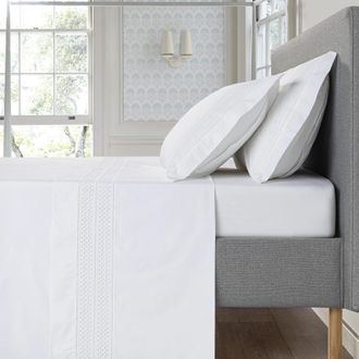 Casa da Laura S&aacute;banas 100% algod&oacute;n 300 hilos bordado blanco cama 150/160 2 almohad
