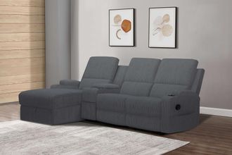 HOME AFFAIRE Ecksofa »NAPORI Multimediasofa, 3er Kinosessel XXL, L-Form, Cord« Kinosofa mit Relaxfunktion, Getränkehalter, Staufach und Staukasten