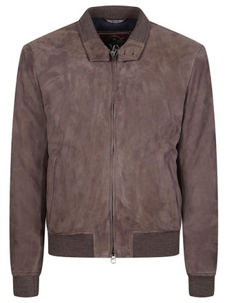 STEWART Nuvola Minimalistic Brown Leather Bomber Jacket