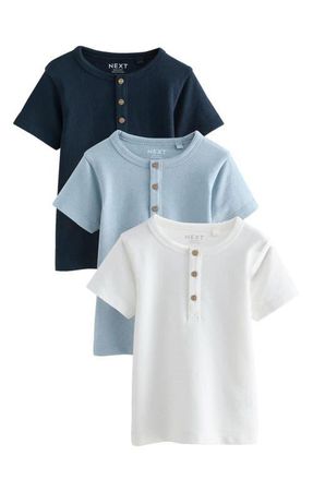 Next Kids Assorted 3-Pack Textured Henley T-Shirts in Blue at Nordstrom, Size 1.5-2Y