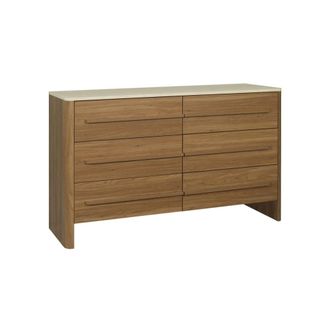 Sweeek C&oacute;moda efecto madera travertino con 6 cajones, nogal