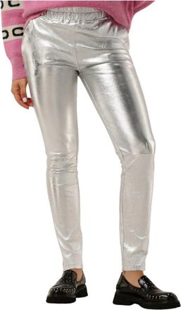 Est'seven Stretch Leren Broek Zilver - Dames - Leren Broeken - Grijs - L - Leer - Broeken