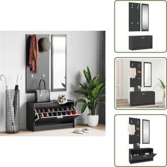 vidaXL The Living Store Set Scarpiere 3 in 1 Nero in Legno Multistrato - Scarpiera in legno