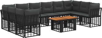 vidaXL Conjunto De Sof&aacute;s De Jard&iacute;n 11 Uds. Negro Y Gris Oscuro Vidaxl