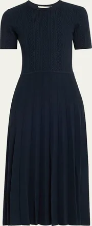 Jason Wu Short Sleeve Wool Cable Midi Dress