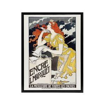 Artery8 L Marquet Ink Art Nouveau Advert Grasset Framed Canvas Wall Art Print in White | Size: W24 x H32