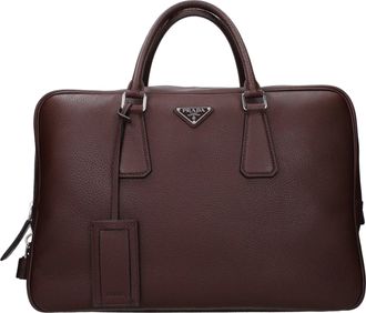 Prada mannens Werktassen Bruin/Verbrand leer