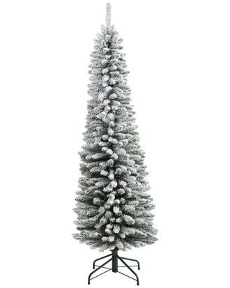 Nearly Natural 6Ft Flocked Pencil Artificial Christmas Tree