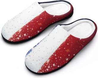 Generic French Flag Print Womens Slippers Warm House Slippers Indoor House Shoes with Anti-Skid Rubber Sole