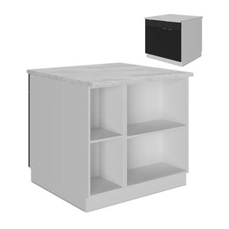 Vicco Isla De Cocina Fame-line, Rayas Negras, 90 Cm Con Caj&oacute;n, Sin Encimera, Vicco