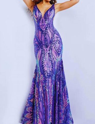 Jovani Sequin Evening Gown In Purple