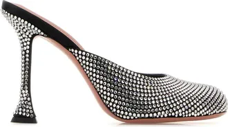 Amina Muaddi Embellished Satin Iris Mules