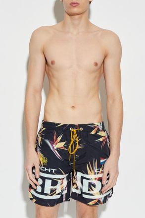 Rhude Swim Shorts With Print, Mens, Black