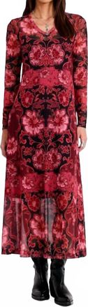 Johnny Was Womens Mesh V Neck Maxi Dress In Red