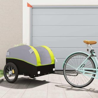 vidaXL Remolque Para Bicicleta Hierro Negro Y Verde 45 Kg Vidaxl