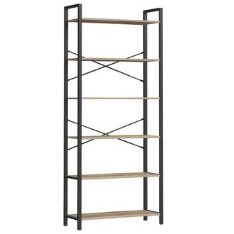 Vasagle Estanter&iacute;a de 30 x 80 x 186 cm de color marr&oacute;n camello y negro tinta