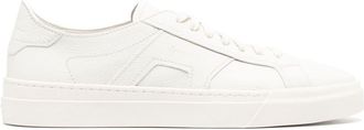 Santoni logo-print leather sneakers - men - Rubber/Calf Leather/Calf Leather - 9 1/2 - White