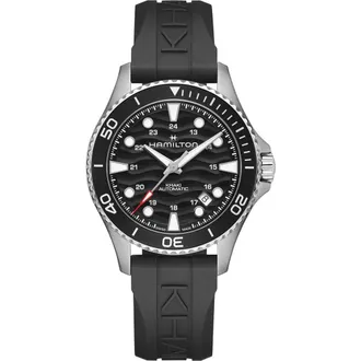 Hamilton Khaki Navy Scuba Black Automatic Rubber Strap Watch, 40mm at Nordstrom