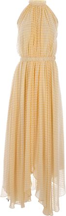 Saloni Irina Swiss-Dot Chiffon Maxi Dress in Yellow Polyester
