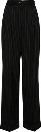 Dolce & Gabbana pinstriped wide-leg trousers - women - Virgin Wool/Elastane/Polyester - 40 - Black