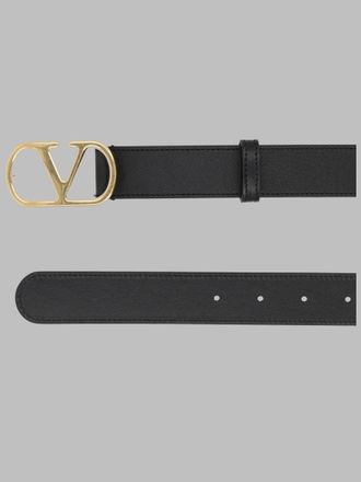 Valentino Garavani VLogo Signature Calf Leather Belt - Black
