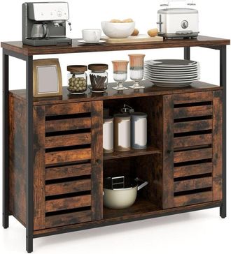 Costway Costway - Kitchen Buffet Cabinet Industrial Sideboard Storage Cabinet w/Shelves
