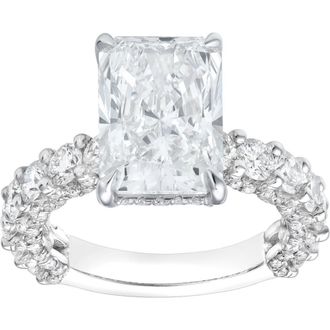 LuvMyJewelry Maelis 14K Gold Radiant Lab Grown Diamond Hidden Halo Engagement Ring - 7.45 Cts in 14K White Gold at Nordstrom, Size 5.5